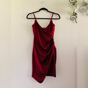 Satin Burgundy Wrap Mini Dress